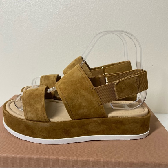 Via Spiga Gabourey Suede Sandals Flatform Toffee - Picture 5 of 6